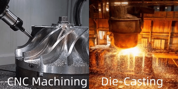 Comparison of CNC machining and die casting processes in aluminum part manufacturing